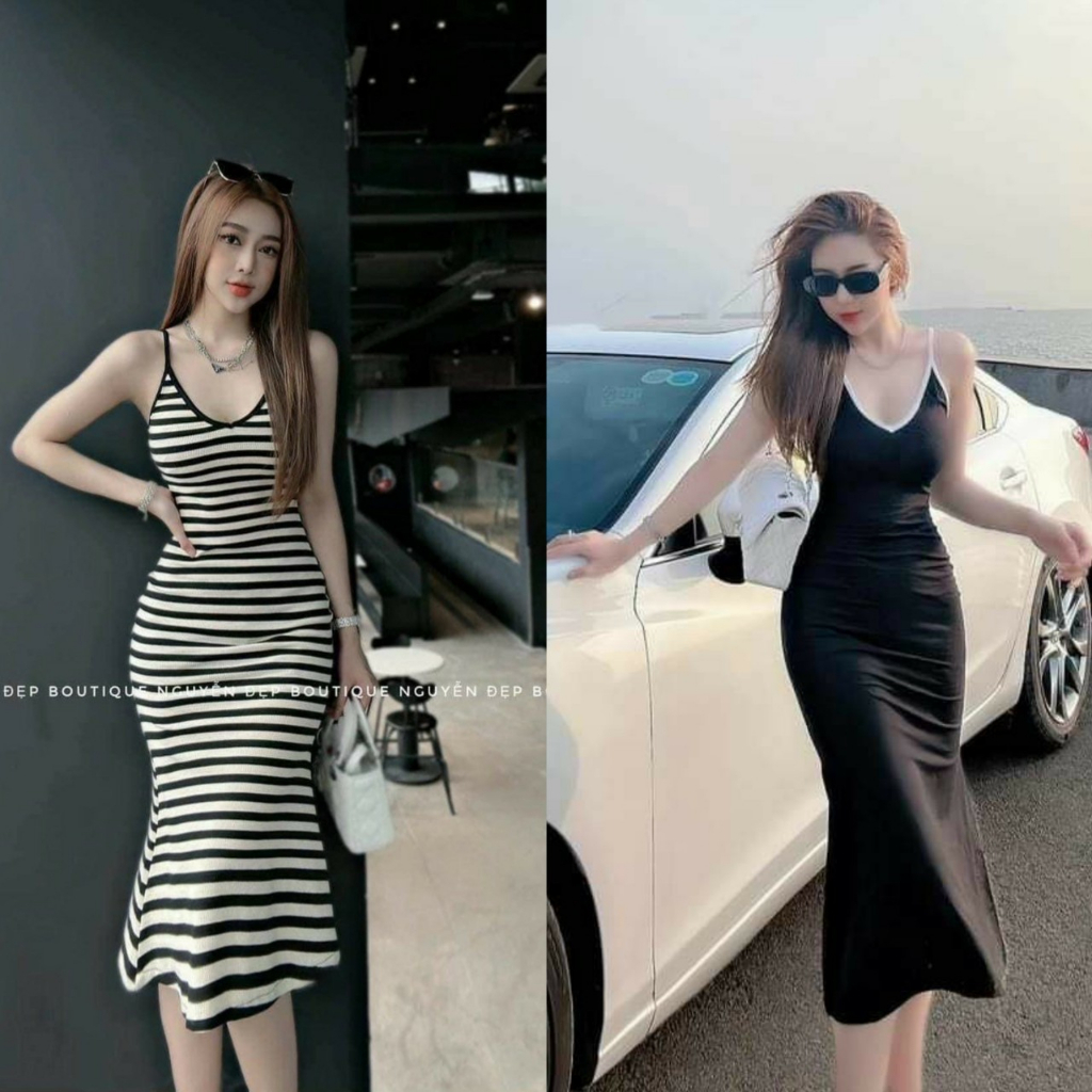 Đầm tim đuôi cá ôm body hai dây dáng dài đuôi cá quyến dũ sexy phù hợp đi chơi, đi biển [517]