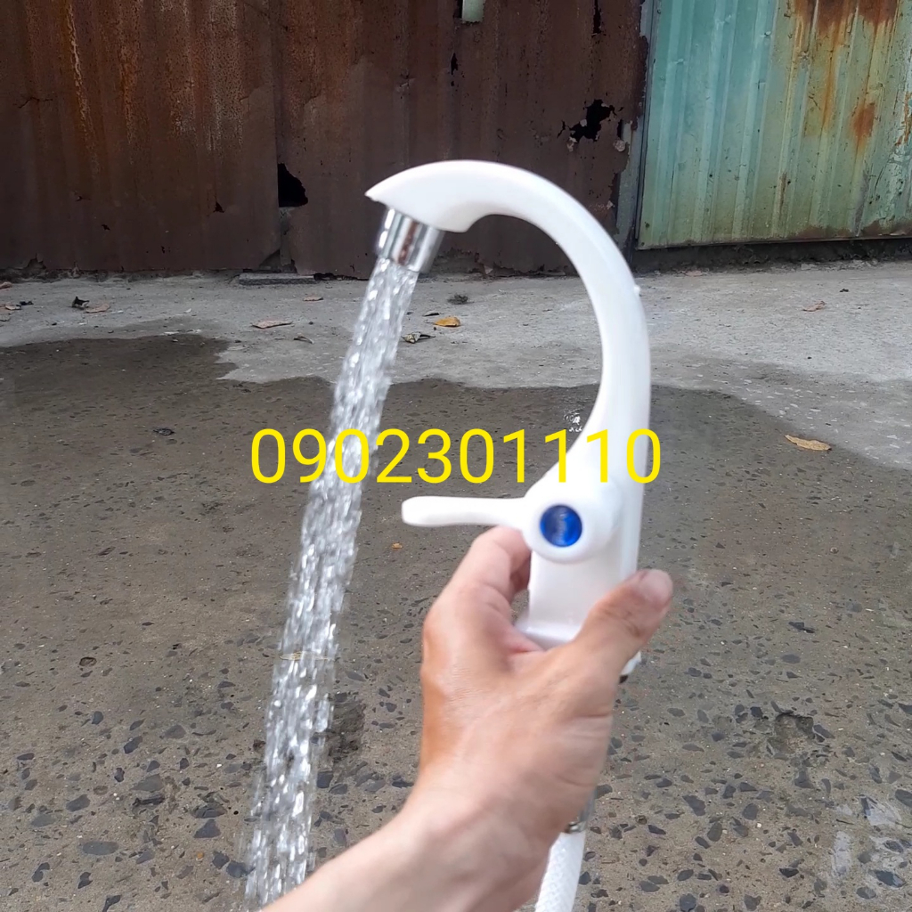 Vòi lavabo dáng thiên nga, chất liệu nhựa, liên kết1 đường dây dẫn nước lạnh, ren 21