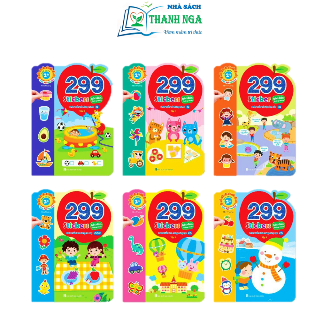 Sách - 299 Stickers Bóc Dán Thông Minh - Phát Triển Trí Tuệ Cảm Xúc EQ, CQ, IQ, Logic dành cho trẻ 2+ tuổi (Bộ 6 cuốn)