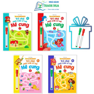 Sách - Trò Chơi Phát Triển Trí Tuệ - Mê Cung 1-2-3-4 - Wipe Clean Viết Xóa Được dành cho trẻ tuổi 2+ (Bộ 4 cuốn)