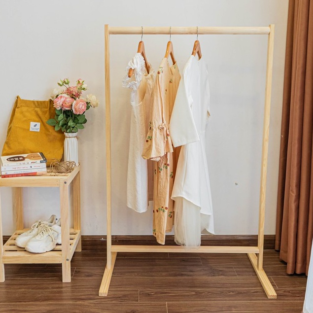 GIÁ TREO QUẦN ÁO GỖ THANH ĐƠN - SINGLE HANGER- GỖ THÔNG NHẬP KHẨU COMIN DECOR