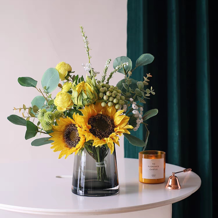 Bình hoa thuỷ tinh mạ vàng Qhouse cao cấp , lọ hoa decor phong cách Bắc Âu trang trí bàn trà bàn ăn sảnh văn phòng đẹp