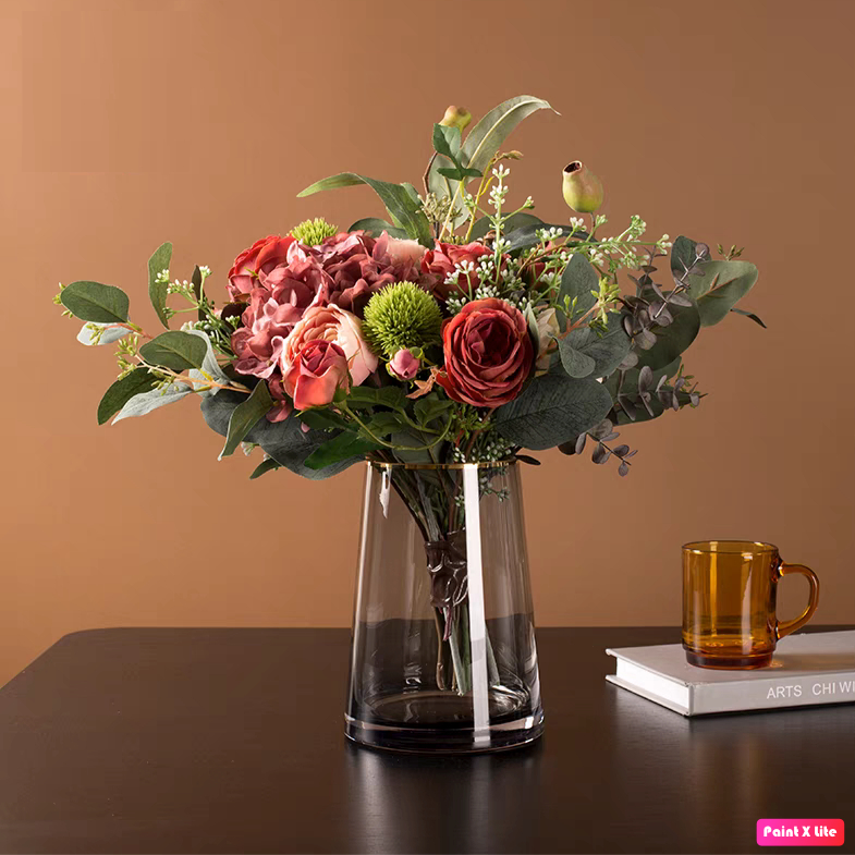 Bình hoa thuỷ tinh mạ vàng Qhouse cao cấp , lọ hoa decor phong cách Bắc Âu trang trí bàn trà bàn ăn sảnh văn phòng đẹp