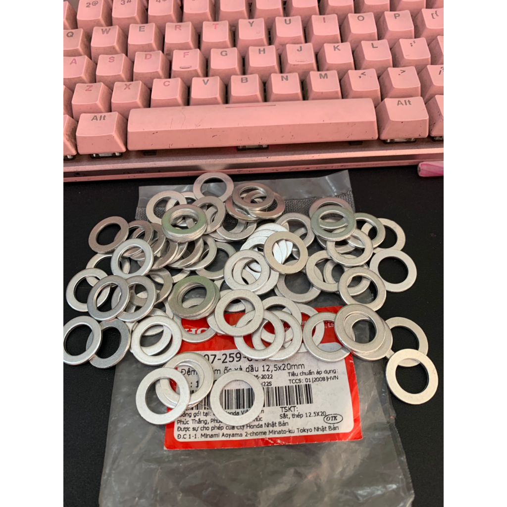ĐỆM NHÔM ỐC XẢ DẦU XE GA / XE SỐ ZIN CHÍNH HÃNG HONDA - 90407259000 - 12,5x20mm