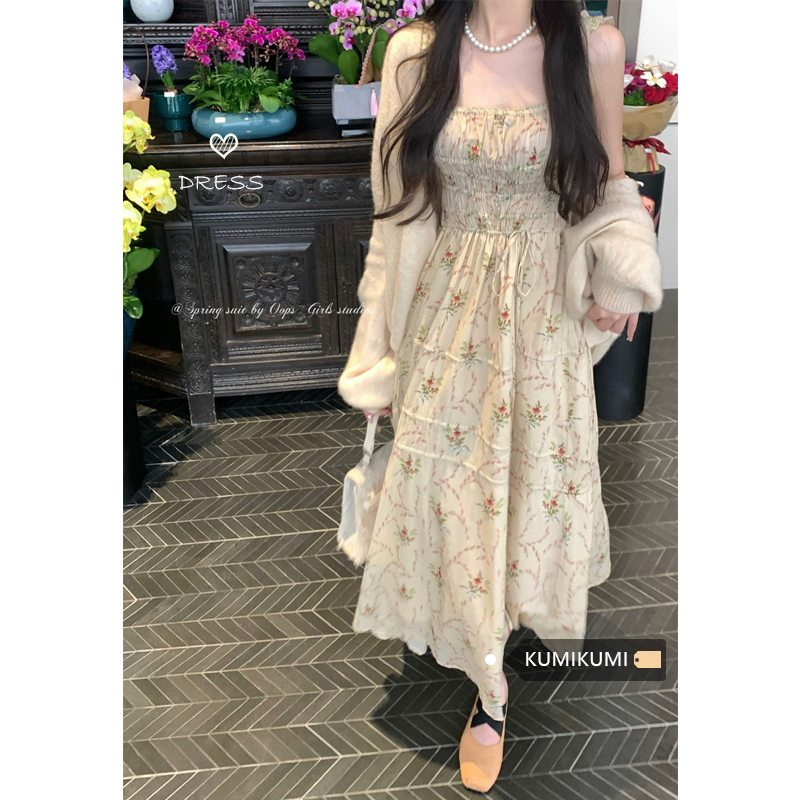 Đầm maxi dài hai dây họa tiết hoa nhẹ nhàng, váy maxi hai dây dáng dài thời trang Hàn Quốc 5713