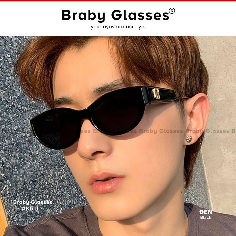 Kính râm mát mắt tròn nam nữ cá tính chống tia UV Braby Glasses gọng nhựa cao cấp thời trang sành điệu KR11
