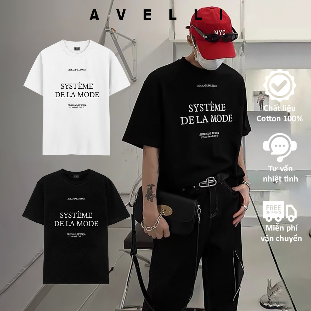 Áo thun DE LA MODE AVELLI Cotton unisex nam nữ Summer 2023