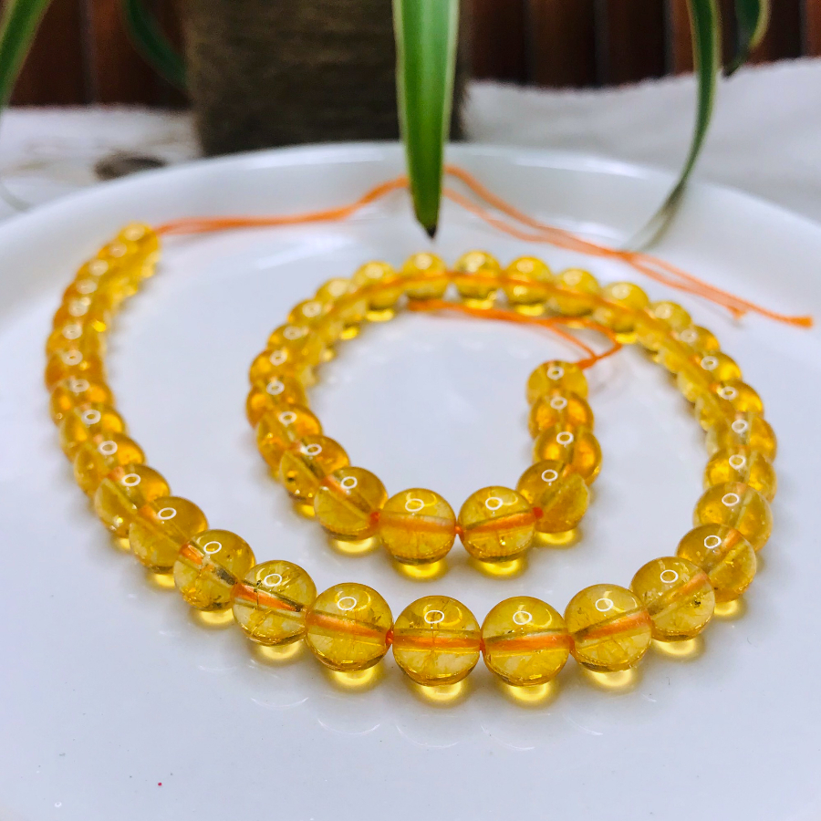 Chuỗi Hạt Đá Thạch Anh Kho Đá Phong Thủy - Vòng Đá Thạch Anh Vàng Tự Nhiên Thu Hút Tài Lộc Và May Mắn