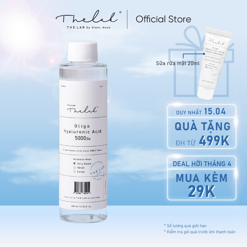 Nước Cân Bằng Cấp Ẩm Dành Cho Da Khô Nhạy Cảm The Lab Oligo Ha 5000da Toner 200ml