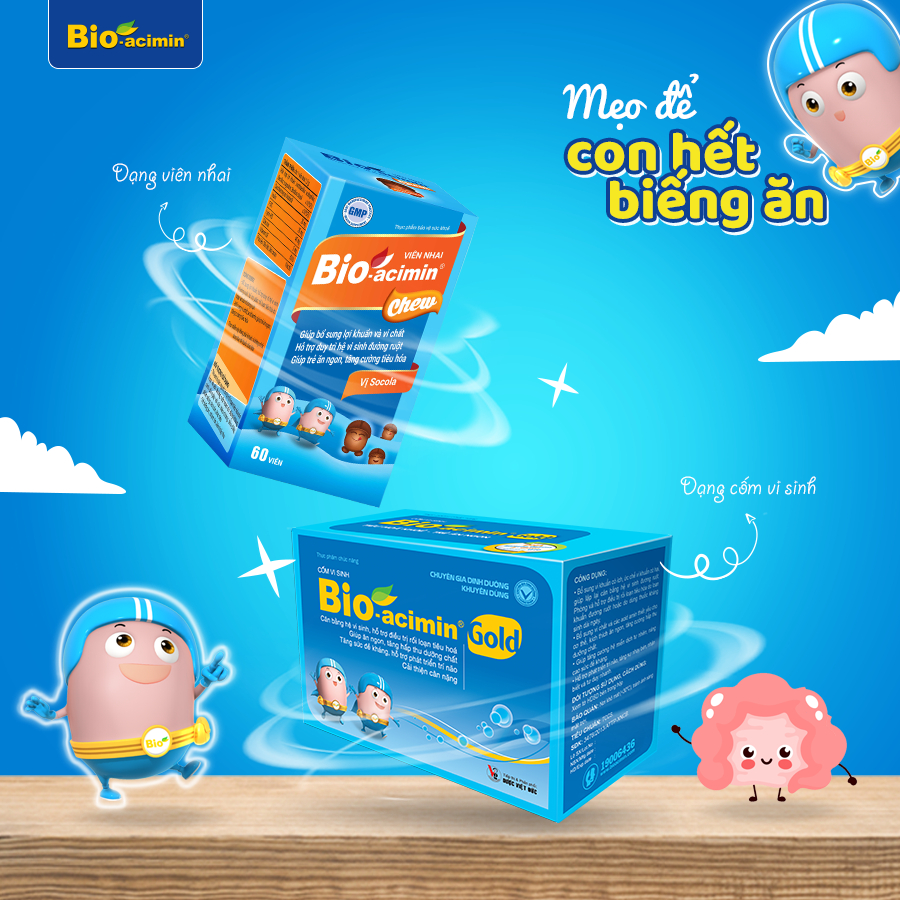 Men vi sinh BIO-ACIMIN bổ sung lợi khuẩn, tăng cường tiêu hóa kích thích ăn ngon miệng