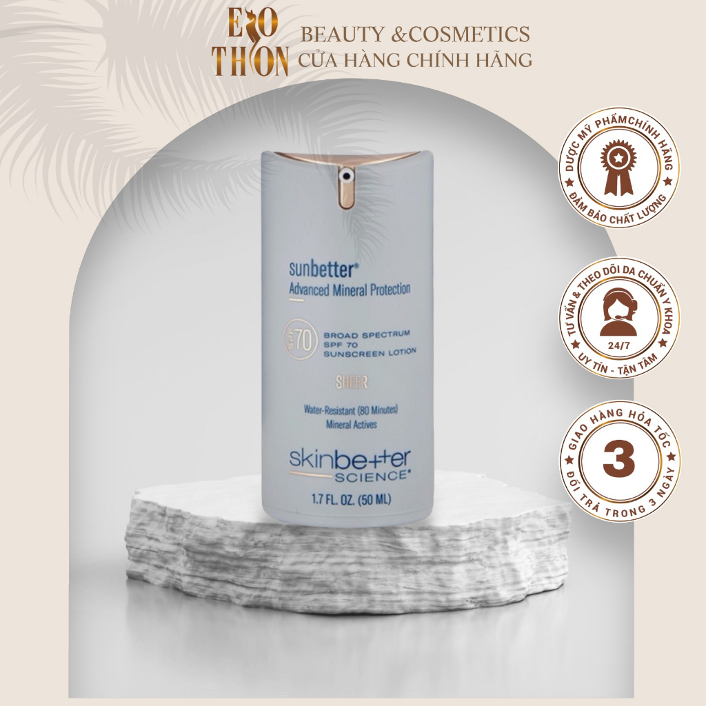 Kem Chống Nắng  Skinbetter ,Sunbetter SHEER Broad Spectrum SPF 70 Sunscreen Lotion