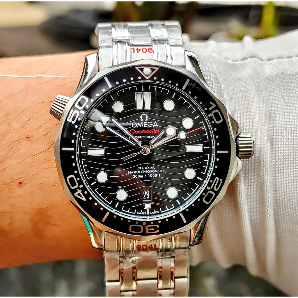 Đồng hồ Nam Omga 007 cơ automic máy nhật  size 40mm dây kim loại màu xanh biển, đen