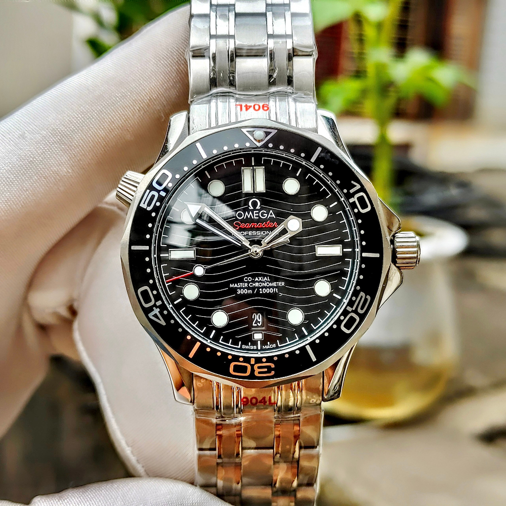 Đồng hồ Nam Omga 007 cơ automic máy nhật  size 40mm dây kim loại màu xanh biển, đen