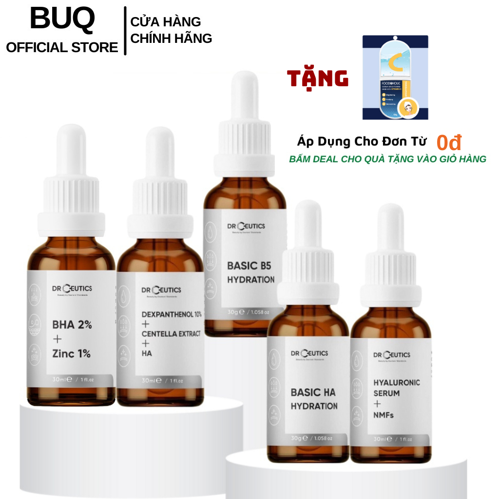 Serum Cấp Ẩm, Giảm Mụn, Phục Hồi Da Drceutics HA, B5, B3, Niacinamide, Vitamin C 30ml