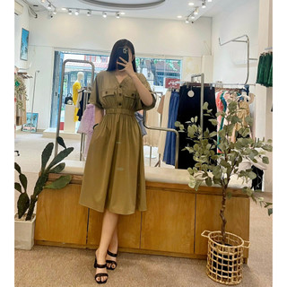 Đầm MX Lưng Thun Cổ Tim Nút Ngực KAMI
