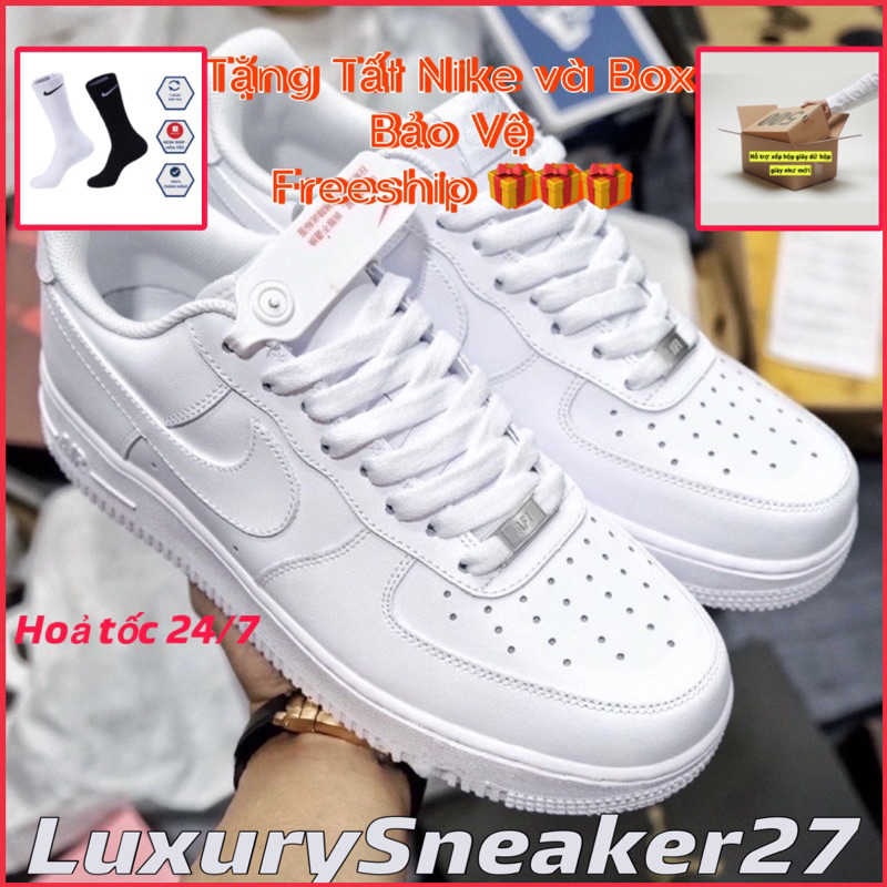 Giày Air Force 1 All White, Giày AF1 Trắng Hàng S.cấp Đế Air đủ size nam nữ full box bill