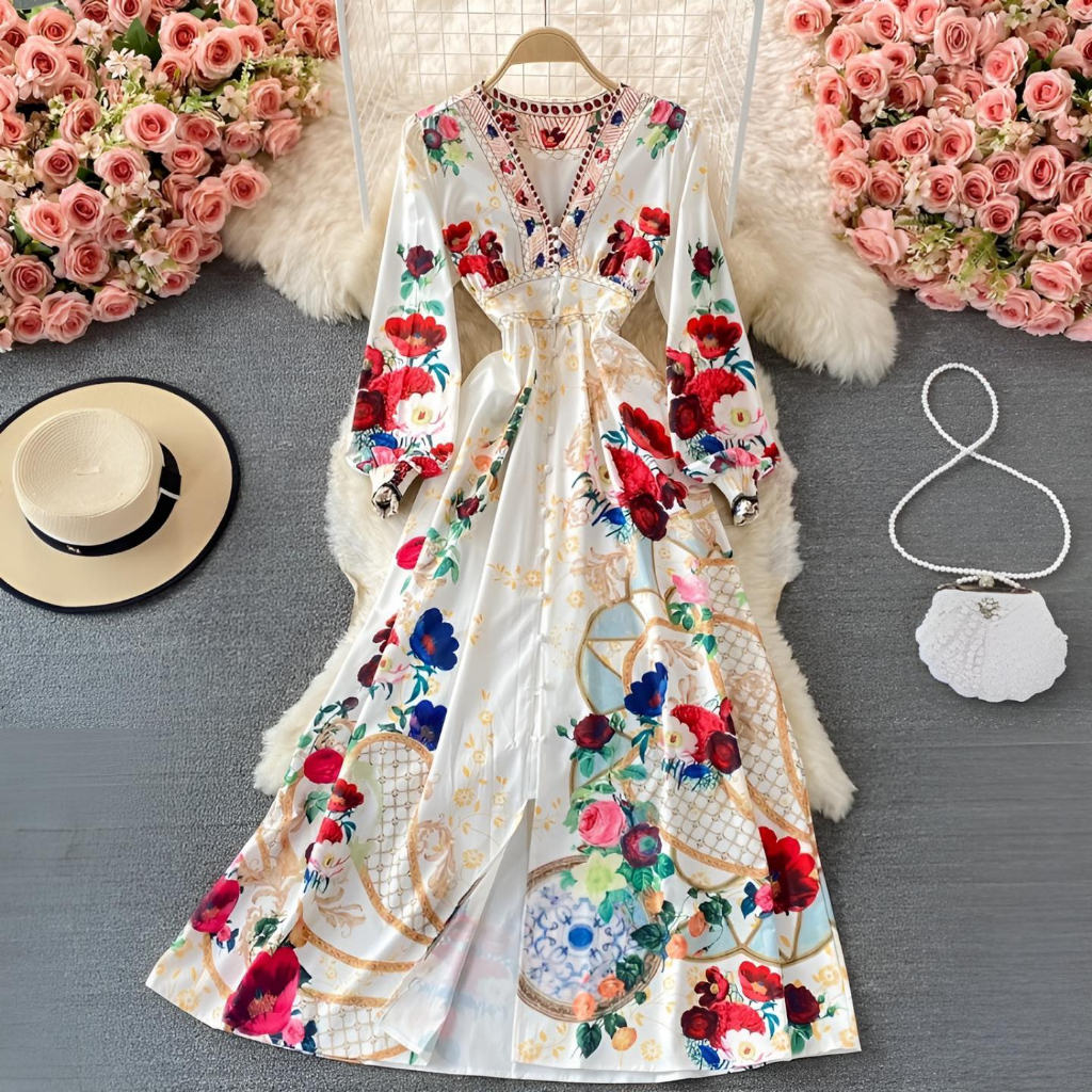 Váy thêu phong cách Boho vintage mùa du lịch 2023