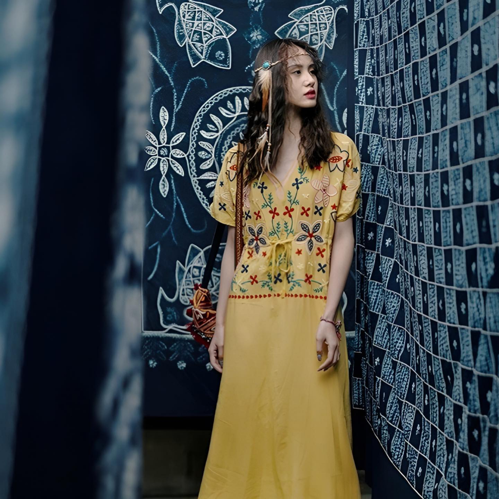 Váy thêu phong cách Boho vintage mùa du lịch 2023