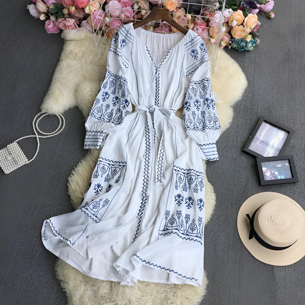 Váy thêu phong cách Boho vintage mùa du lịch 2023