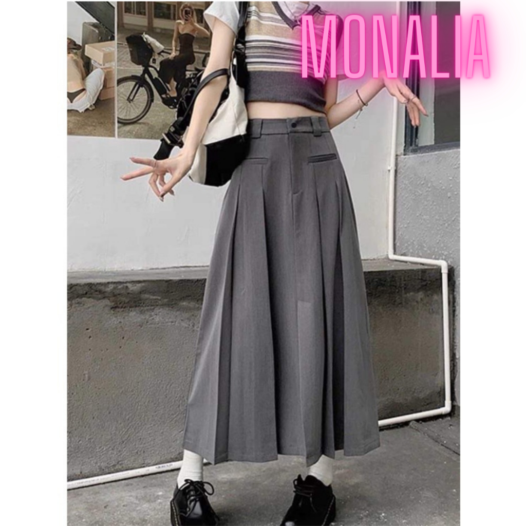 Chân váy nữ BIGSIZE váy xếp ly dáng dài  MONALIA
