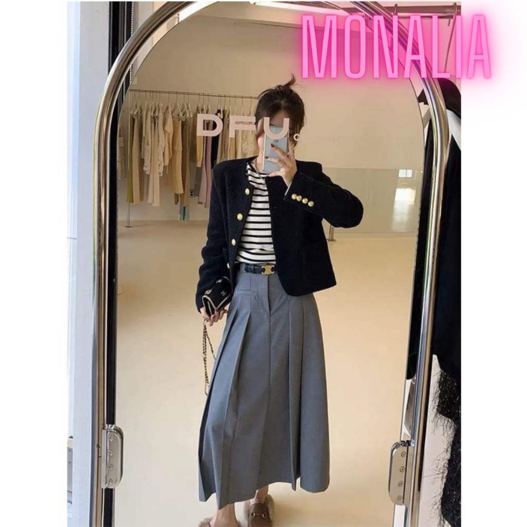 Chân váy nữ BIGSIZE váy xếp ly dáng dài  MONALIA