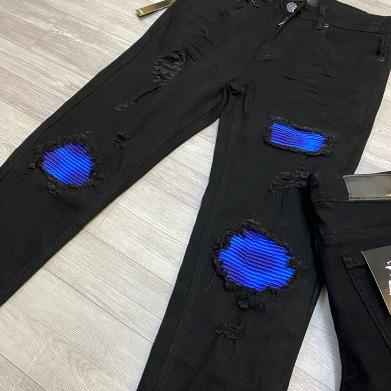 A18 Quần Bò Nam DSQ Biker hàng ĐẸP mới cập bến, quần jean côn nam DSQ khóa cúc xanh đậm vảy sơn mài bạc hot trend 2023