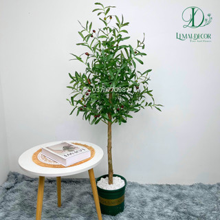 Cây oliu giả kèm chậu nhựa, cây giả trang trí, decor nhà cửa, văn phòng, nhà hàng