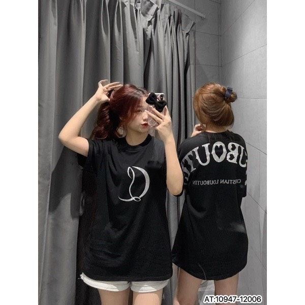 Áo Thun Louboutin Form Rộng Tay Lỡ In Nhũ Kim Tuyến , Áo Phông Tay Lỡ I Love Louboutin Vải Cotton Cao Cấp | BigBuy360 - bigbuy360.vn