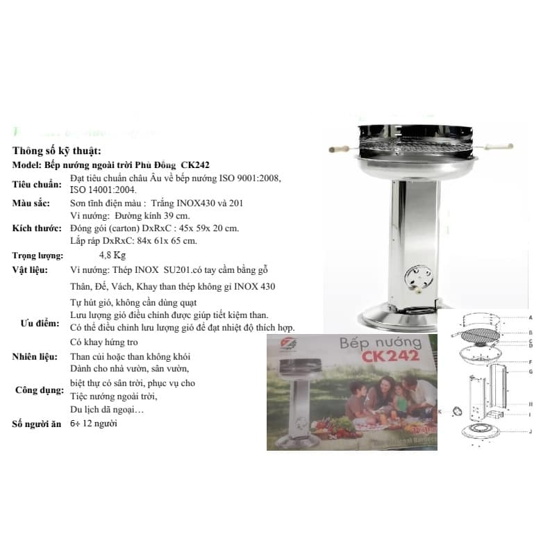 Bếp nướng than hoa ck242