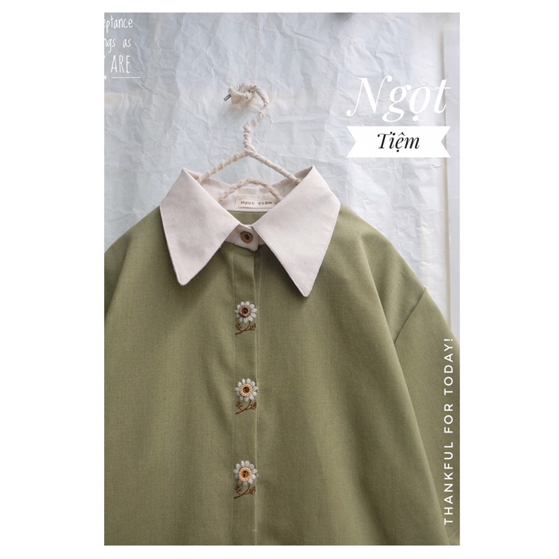 Áo sơ mi linen thêu