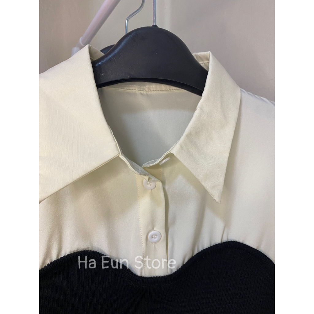 Áo sơ mi nữ Polo dệt kim cách điệu mùa hè