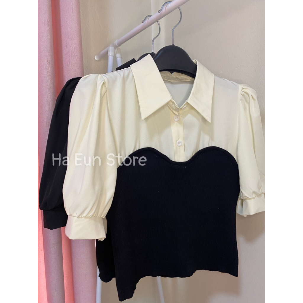 Áo sơ mi nữ Polo dệt kim cách điệu mùa hè