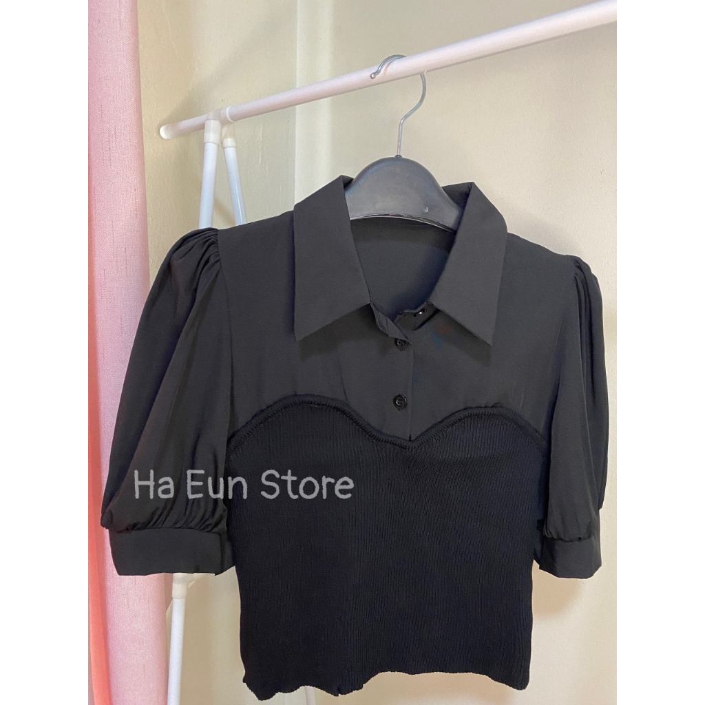 Áo sơ mi nữ Polo dệt kim cách điệu mùa hè