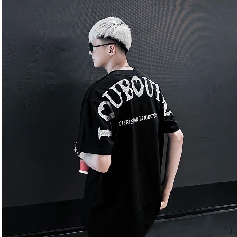 Áo Thun Louboutin Form Rộng Tay Lỡ In Nhũ Kim Tuyến , Áo Phông Tay Lỡ I Love Louboutin Vải Cotton Cao Cấp | BigBuy360 - bigbuy360.vn
