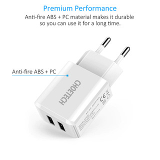 Cốc sạc CHOETECH 2 cổng sạc USB-A 10W - C0030EU