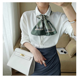 Khăn choàng cổ áo sơ mi - Khăn lụa satin thắt nơ - Maben