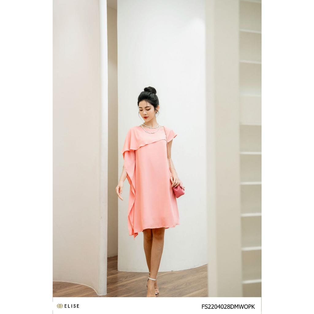 Đầm suông hồng bèo sườn thiết kế Elise FS2204028DMWOPK