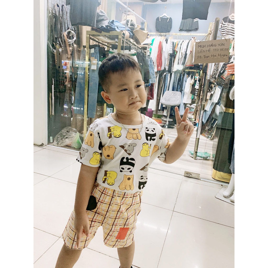 Bộ quần áo trẻ em, bộ cộc tay bé trai LiLiKids cotton siêu mát cho bé từ 7-19Kg, đồ bộ bé trai mặc nhà