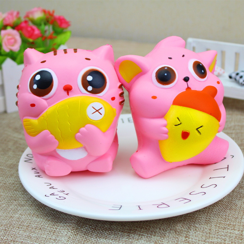 squishy mèo ôm cá đồ chơi squishy mềm xả stress