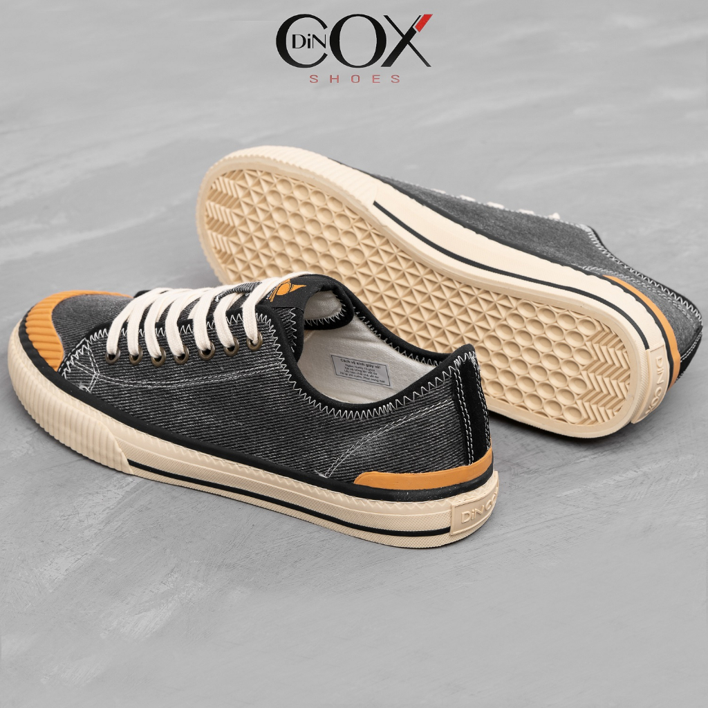 Giày Sneaker Vải Nam DINCOX D21 Ấn Tượng Black Wash