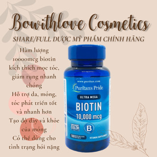Viên uống mọc tóc biotin puritan's pride 10000mcg giảm gãy rụng tóc