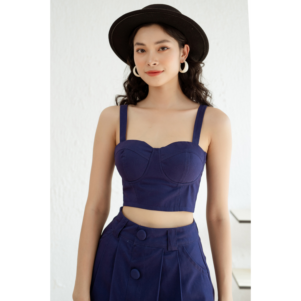Áo bra 2 dây cúp ngực có mút thời trang Hoa Đô màu xanh than HA1089