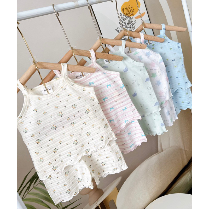 Bộ 2 dây thông hơi bèo nhún mềm mát cho bé gái