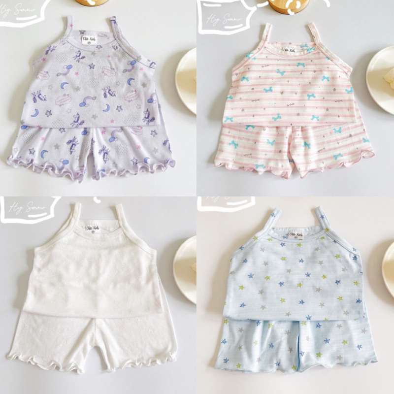 Bộ 2 dây thông hơi bèo nhún mềm mát cho bé gái