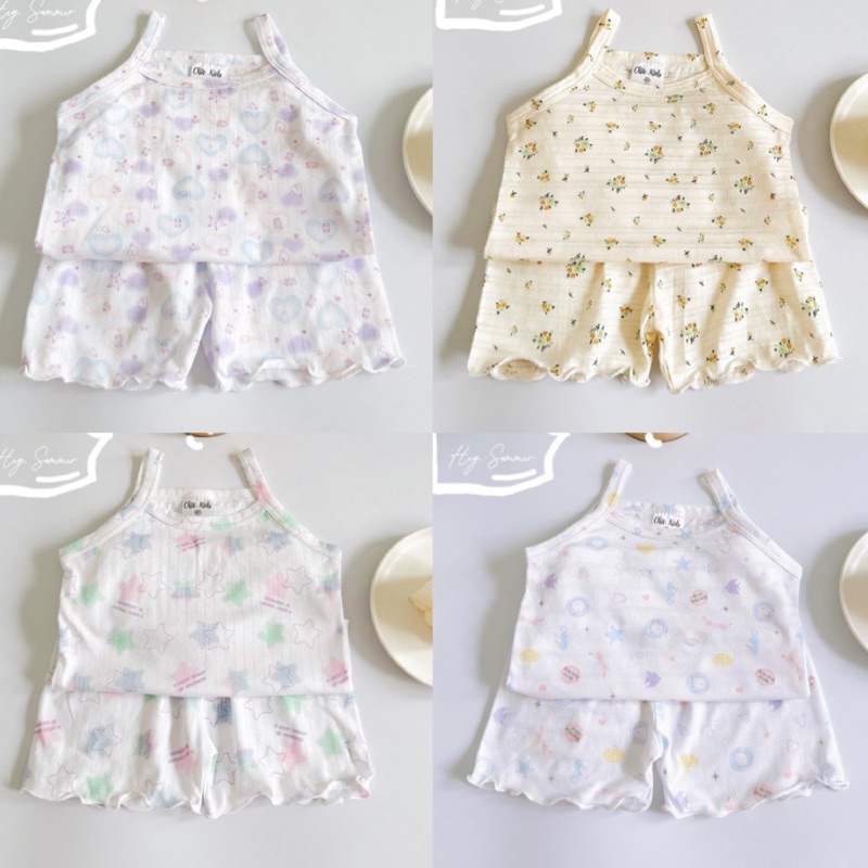 Bộ 2 dây thông hơi bèo nhún mềm mát cho bé gái