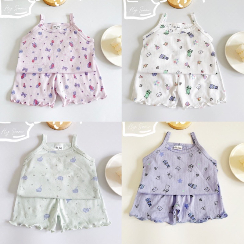 Bộ 2 dây thông hơi bèo nhún mềm mát cho bé gái