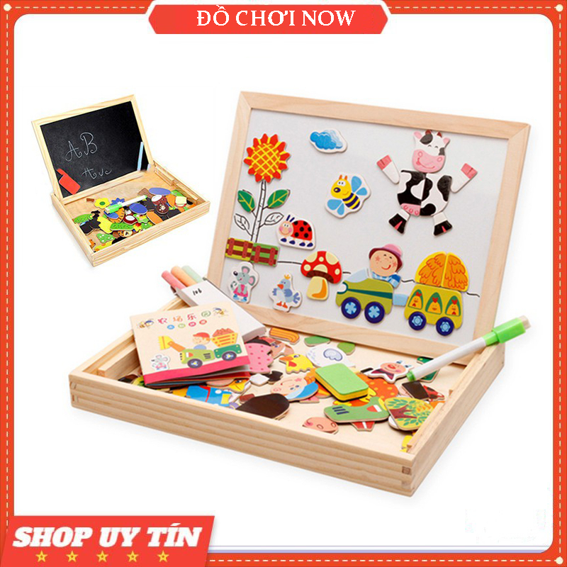 Bảng ghép tranh nam châm cho bé - Bảng ghép hình 2 mặt đa năng