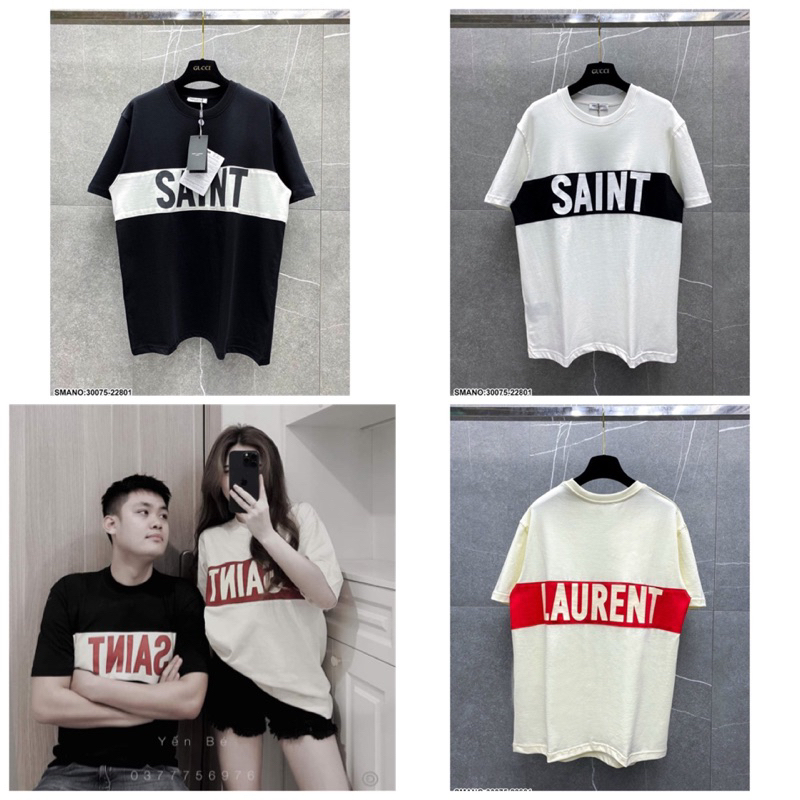 Áo Phông Nam Saint Laurent Hottrend - Áo Thun In Chữ Mặc Đôi Nam Nữ Siêu Đẹp