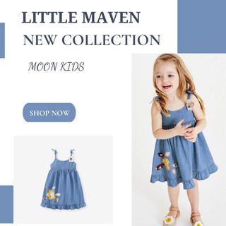 Váy bé gái 2 dây Little Maven váy jeans bé gái S1551