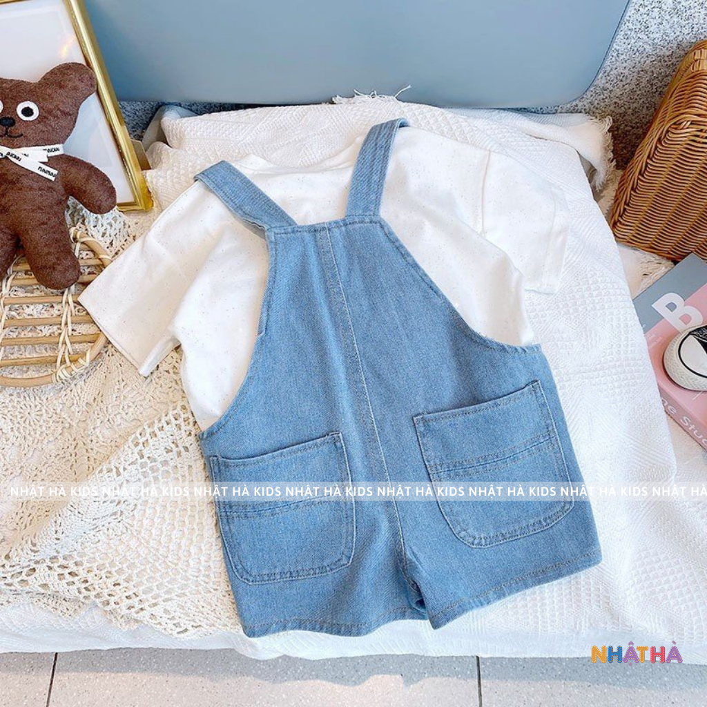 Combo yếm bò + Áo phông bé gái NHẬT HÀ B2 size đại 12-45kg siêu thoáng mát mùa hè